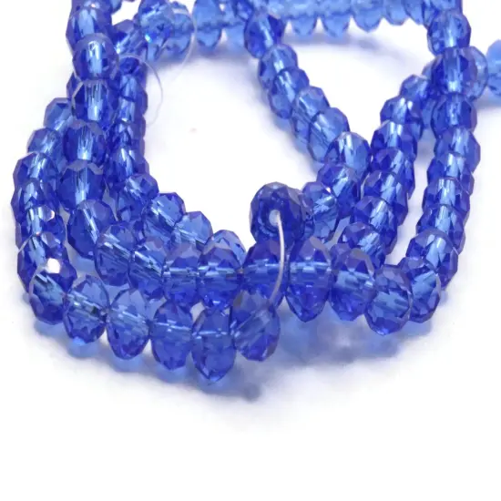 92 6mm Blue Faceted Rondelle Glass Beads {3}