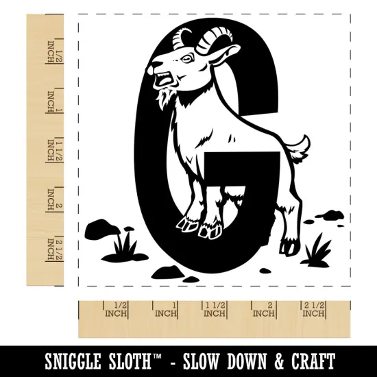 Animal Alphabet Letter G for Goat Square Rubber Stamp for Stamping Crafting {1}