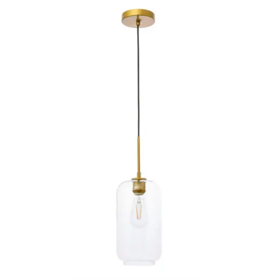 Collier 1 light Brass and Clear glass pendant {3}