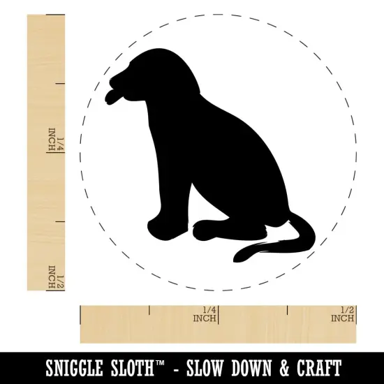 Dog Puppy Tongue Out Sitting Self-Inking Rubber Stamp for Stamping Crafting Planners Green {1}