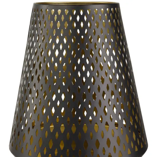 Northlight Large Laser-Cut Votive Candle Holder - 11" - Black and Gold Finish {6}