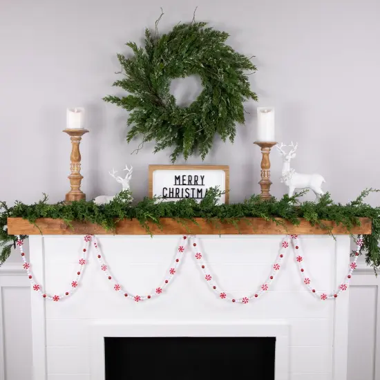 Northlight 9' Red and White Peppermint Candy Beaded Christmas Garland, Unlit {4}