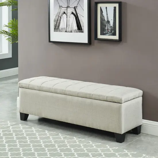 Contemporary Home Living 48" Beige Solid Rectangular Storage Ottoman {6}