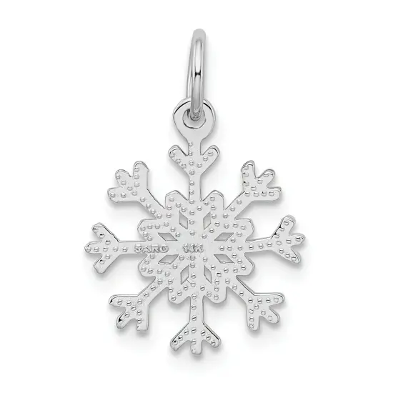 14K White Gold Snowflake Charm Winter Snow Pendant Jewerly 21mm x 14mm {3}