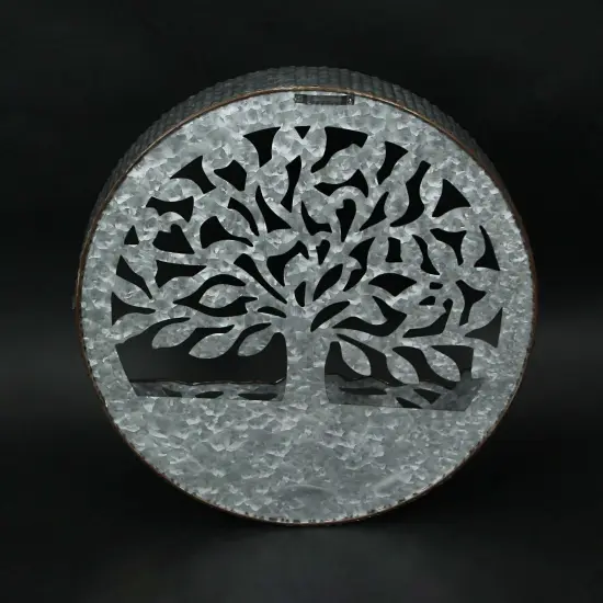 Galvanized Metal Tree of Life Wall Pocket Planter Rustic Decorative Plant Vase {4}