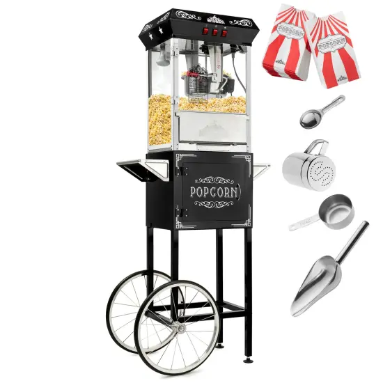 Olde Midway Vintage Style Popcorn Machine Maker Popper with Cart and 10-Ounce Kettle {2}