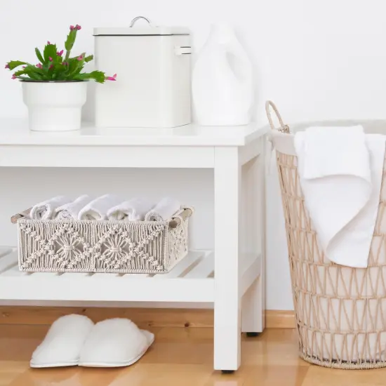 Sorbus Paper Rope Bathroom Baskets & Tissue Holder 3 Piece Set White {2}