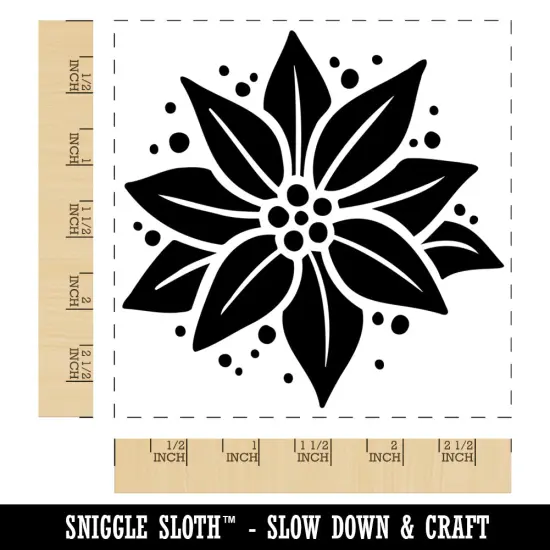 Poinsettia Flower Christmas Square Rubber Stamp for Stamping Crafting {1}