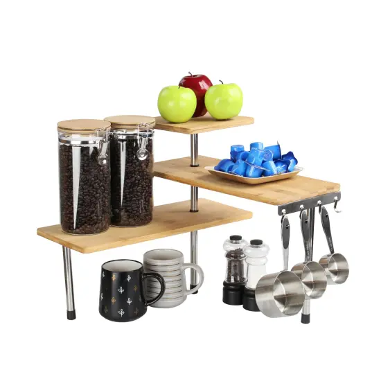 7Penn Kitchen Counter Organizer Plant Shelf - Tiered Display Stand with Hooks {1}