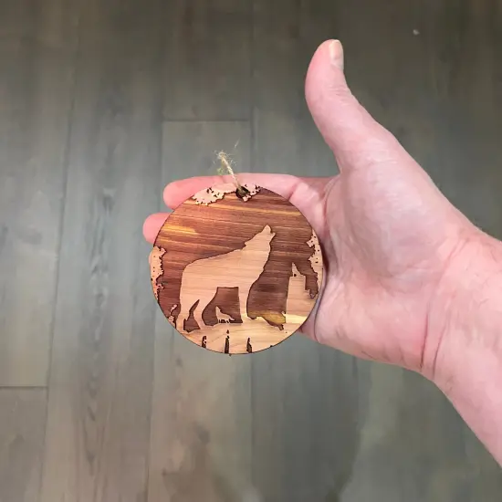 Mountain Wolves - Cedar Ornament {4}