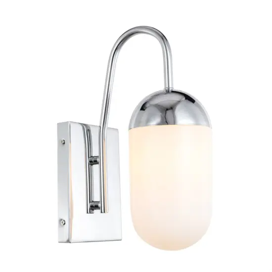 Kace 1 light Chrome and frosted white glass wall sconce {1}