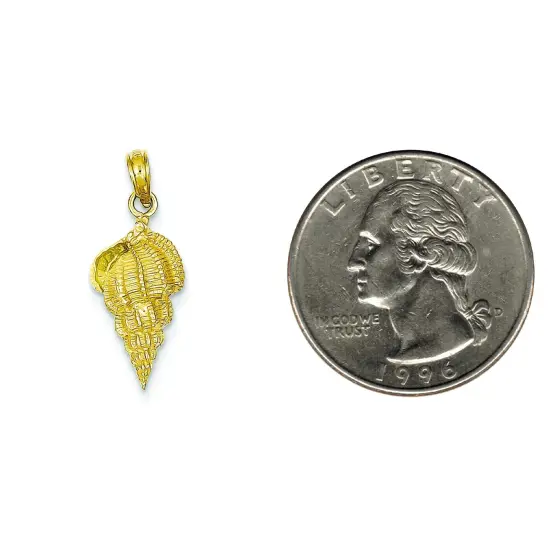 14K Gold Conch Shell Charm Seashell Beach Pendant New 24 X 9mmJewerly {2}
