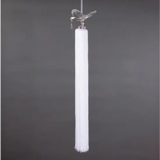 CC Christmas Decor 34" White Snow Drift Butterfly with Tassel Christmas Ornament {1}