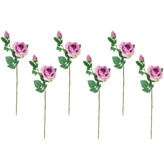Northlight Real Touch&trade; Purple Artificial Rose Stems, Set of 6 - 26" {1}