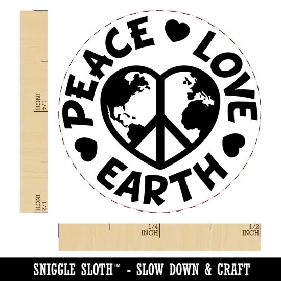 Peace Love Earth Self-Inking Rubber Stamp Ink Stamper for Stamping Crafting Planners Purple {1}