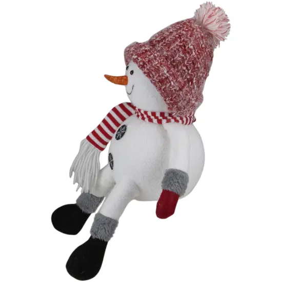 Northlight Sitting Winter Snowman Christmas Decoration - 16" - Red and White {5}