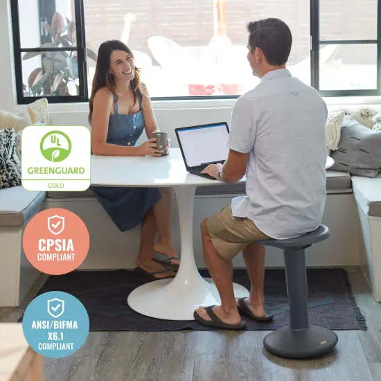 SitWell Adjustable Height Wobble Stool, Active Flexible Seating Chair Grey {6}