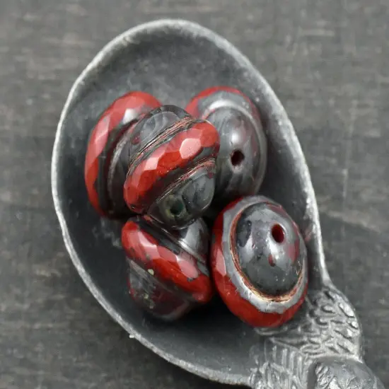 10x12mm Red Picasso Saturn Beads {2}