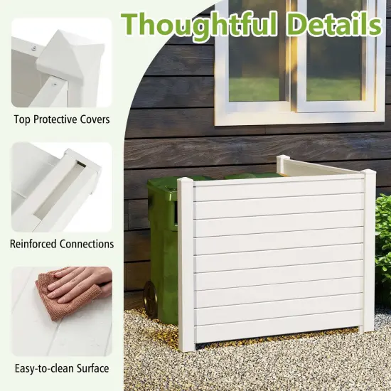 Costway 48"L x 37.5"H Air Conditioner Fence with 3 Ground Stakes Black/White {6}