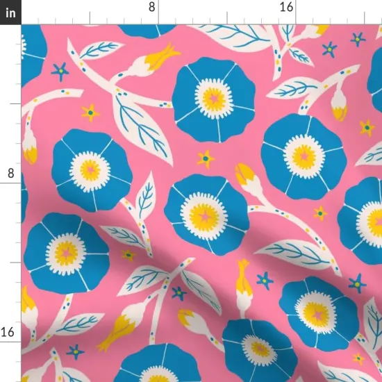 Various Fabrics by the Yard or Fat Quarter Pink Floral Bright Flowers Nature Vibrant Meadow Spring Summer Garden Kitsch Folk Scandi Large Scale Custom Printed Fabric by Spoonflower {2}