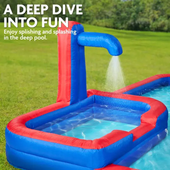 Sunny & Fun Mega Inflatable Kids Backyard Water Slide Park Blue {3}