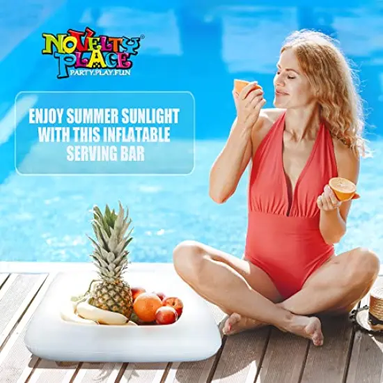 Novelty Place Inflatable Ice Serving Buffet Bar - Salad Food & Drinks Cooler Serving Tray for Summer Party Picnic & Camping (Pack of 1, 25 Inches) {3}