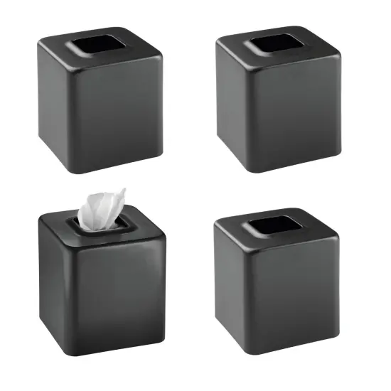 mDesign Modern Square Metal Paper Facial Tissue Box Cover Holder - 4 Pack {1}