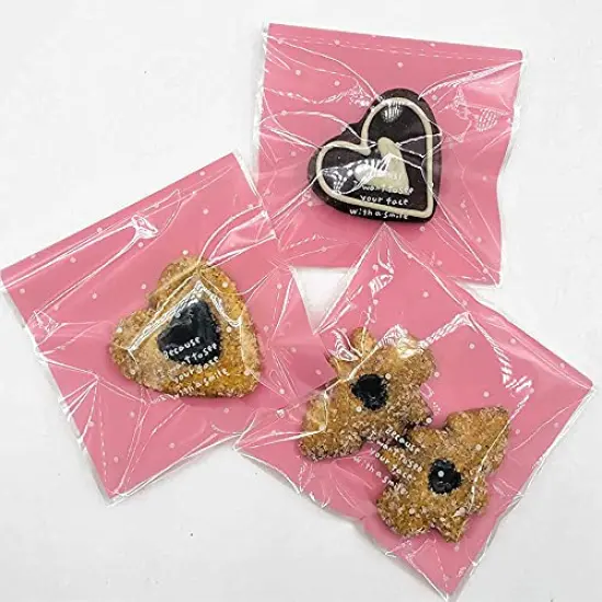 100 Pieces Lovely Small Self Adhesive Treat Bag Cellophane Bag Cookie Bag, Homemade, Party, Wedding Favor Bag, for Bakery, Biscuit, Candy - Pink (3.94" x 3.94") {4}