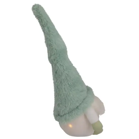 Northlight LED Lighted Plush Faux Fur Gnome Christmas Figure - 13.75" - Green {5}