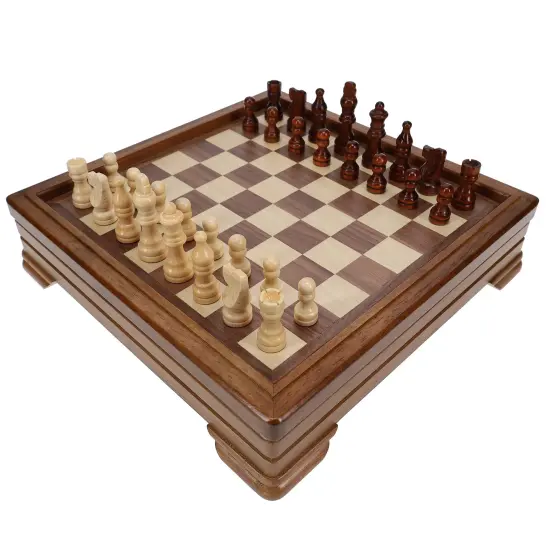 WE Games Walnut 7-Games-in-1 Combination Game Set - Includes Chess, Checkers, Backgammon, Dominoes, Cribbage, Poker, Dice and Cards {2}