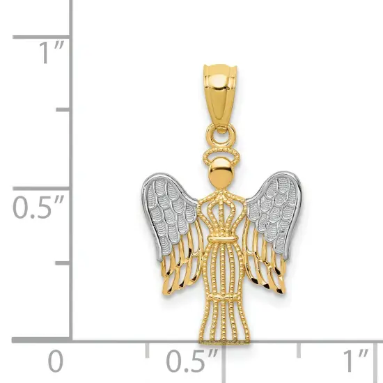 14K Two Tone Gold Angel Pendant Charm Religious Jewelry 25mm x 14mm {5}