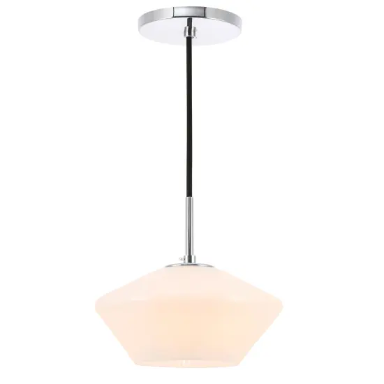 Gene 1 light Chrome and Frosted white glass pendant {6}
