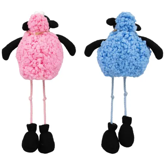 Northlight Boy and Girl Plush Lamb Sitting Easter Figures - 13" - Pink and Blue - Set of 2 {6}