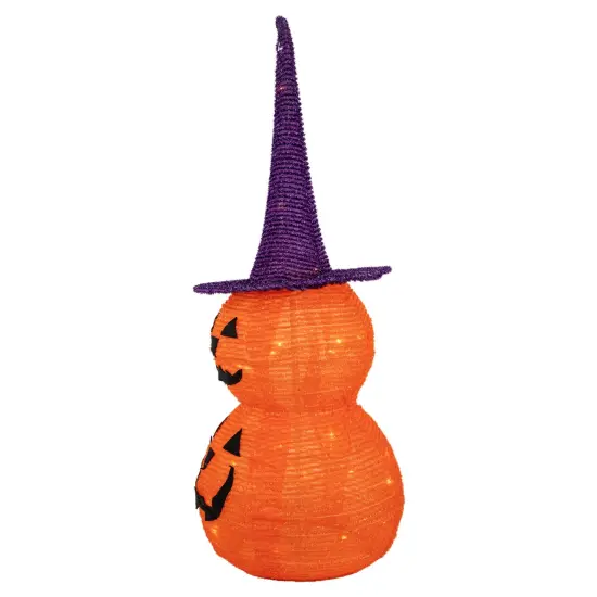 Northlight Pop Up Lighted Tinsel Stacked Jack-O-Lanterns Halloween Decoration - 30" Orange {4}