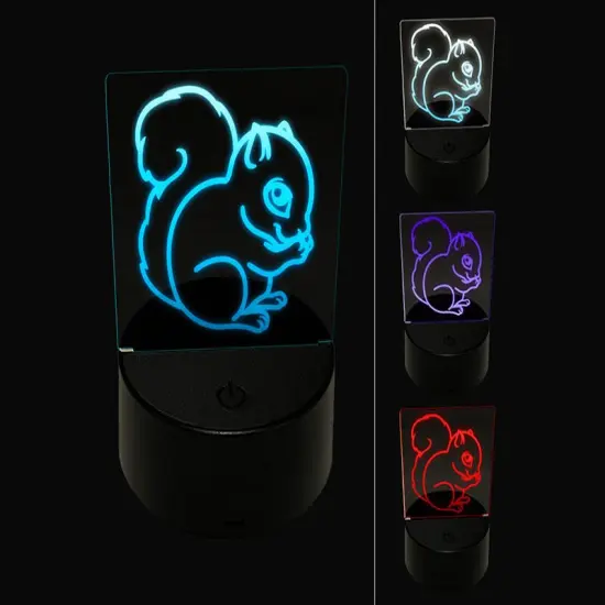 Baby Squirrel Woodland Animal 3D Illusion LED Night Light Sign Nightstand Desk Lamp {1}