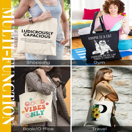 Canvas Tote Bag Aesthetic Cute For Women Y2K School Grocery Bag Cotton Cloth Beach Totes Gift For Kids Girl-Its A Good Day {3}