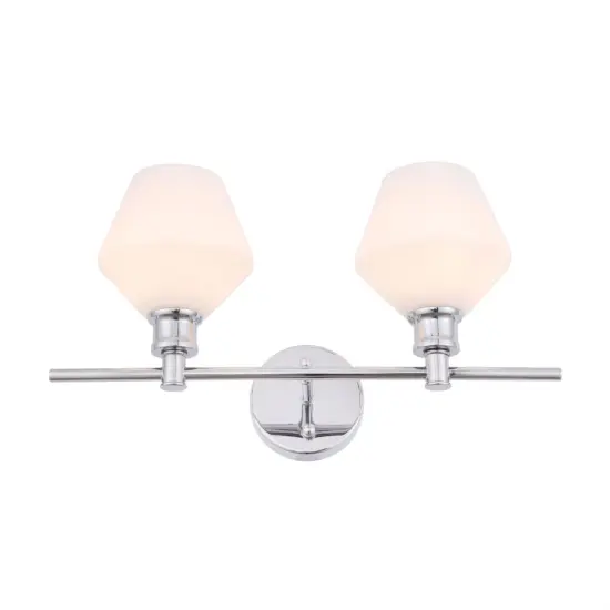 Gene 2 light Chrome and Frosted white glass Wall sconce {4}
