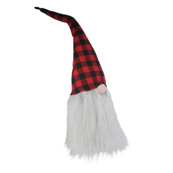 Northlight Buffalo Plaid Christmas Gnome Head Figure - 28" - Red and Black {3}
