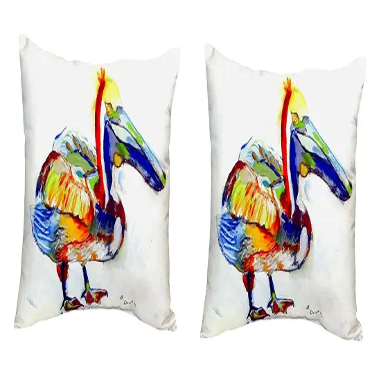Pair of Betsy Drake Heathcliff Pelican No Cord Pillows 16 Inch X 20 Inch {1}