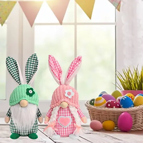 Easter Gnomes Decorations, 2 Pcs Plush Easter Bunny Handmade Swedish Tomte Elf Stuffed Doll Rabbit Gifts Cute Easter Faceless Dwarf Bunny Household Ornaments, Home Decor {2}