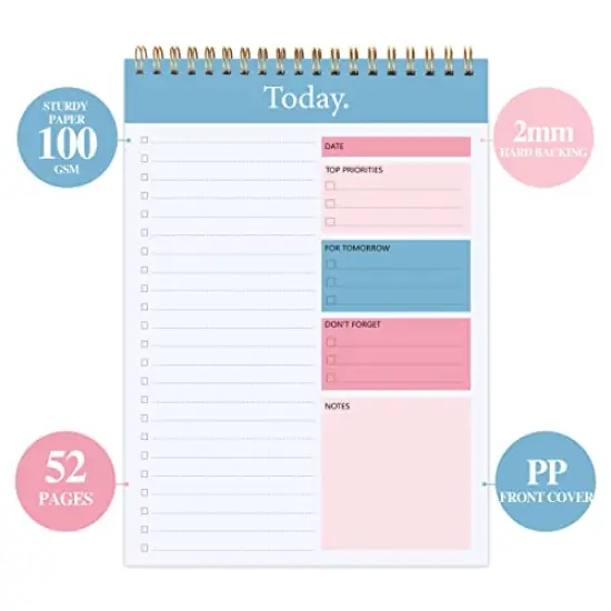 To-Do List Notepad Daily Planner with 52 Undated Tear-Off Sheets 6.5" x 9.8" Checklist Productivity Organizer with Hourly Schedule {4}