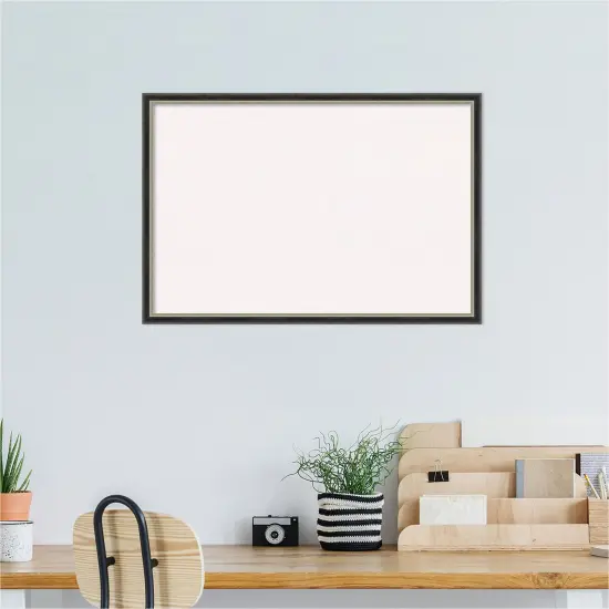 Theo Narrow Wood Framed Corkboard, White Cork Black Silver {5}