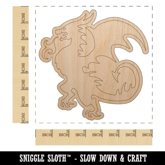 Wyvern Dragon Fantasy Silhouette Unfinished Wood Shape Piece Cutout for DIY Craft Projects {1}