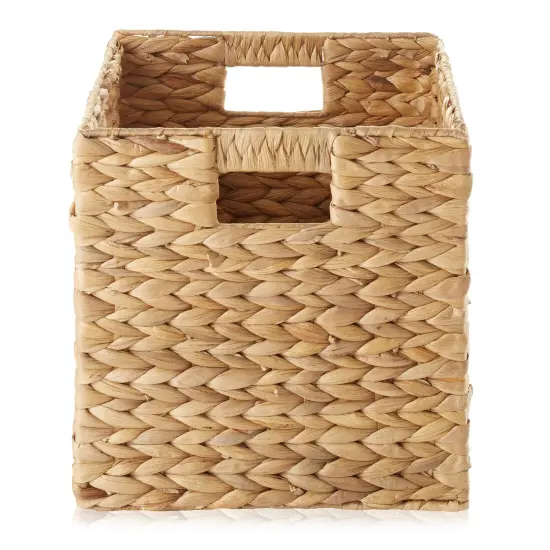 Casafield Water Hyacinth Storage Baskets, Collapsible Cube Organizers, Woven Bins for Bathroom, Bedroom, Laundry, Pantry, Shelves {4}
