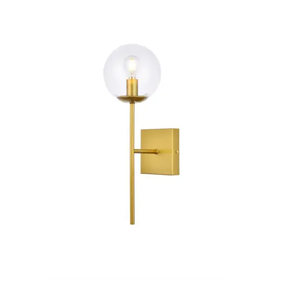 Neri 1 light brass and clear glass wall sconce {3}