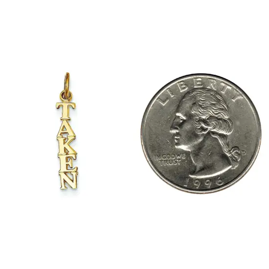 14K Yellow Gold Taken Charm Love Relationship Pendant Jewerly 23mm x 3mm {2}