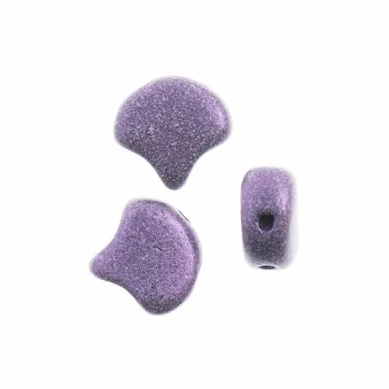 John Bead Czech Glass Jet Color Metallic Suede Ginko Beads, 50g Purple {2}