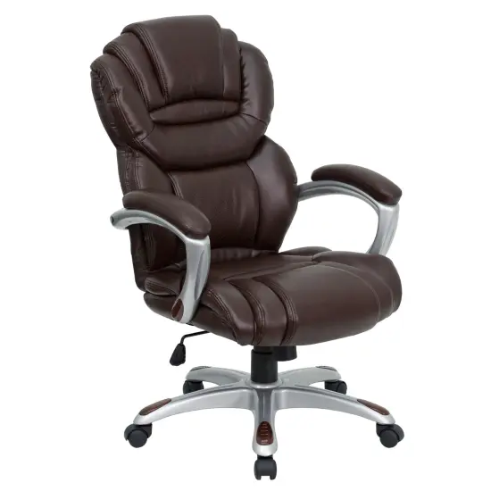 Emma and Oliver High Back Executive Swivel Ergonomic Office Chair with Accent Layered Seat/Back Black {6}