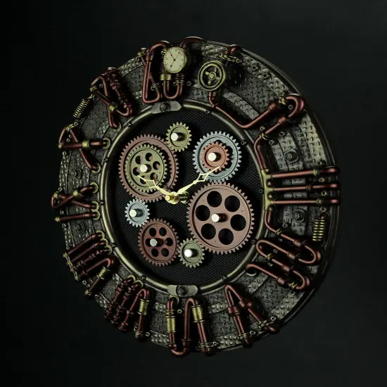 Steampunk Electricity Conduit Piping Wall Clock {3}