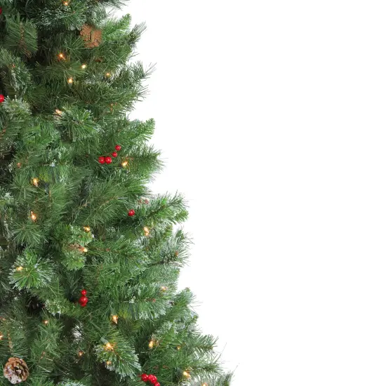 Northlight 6.5' Pre-Lit Medium Mixed Pine and Iridescent Glitter Artificial Christmas Tree - Clear Lights Green {5}